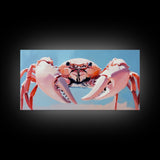 Crab Illustration, Ocean Life, Coastal Kitchen, Beach House Wall Art, Canvas Print, Nautical Artwork, Seaside Aesthetic, Marine Art