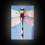Dragonfly Art, Nature Illustration, Blue Sky Painting, Delicate Wings, Modern Wildlife, Canvas Print, Bedroom Wall Art, Minimalist Nature
