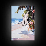 Tropical, Waves, Vibrant, Serenity, Canvas Print, Summer Wall Art, Bright Coastal Decor, Beach House Artwork, Nature-Inspired Living Room Art