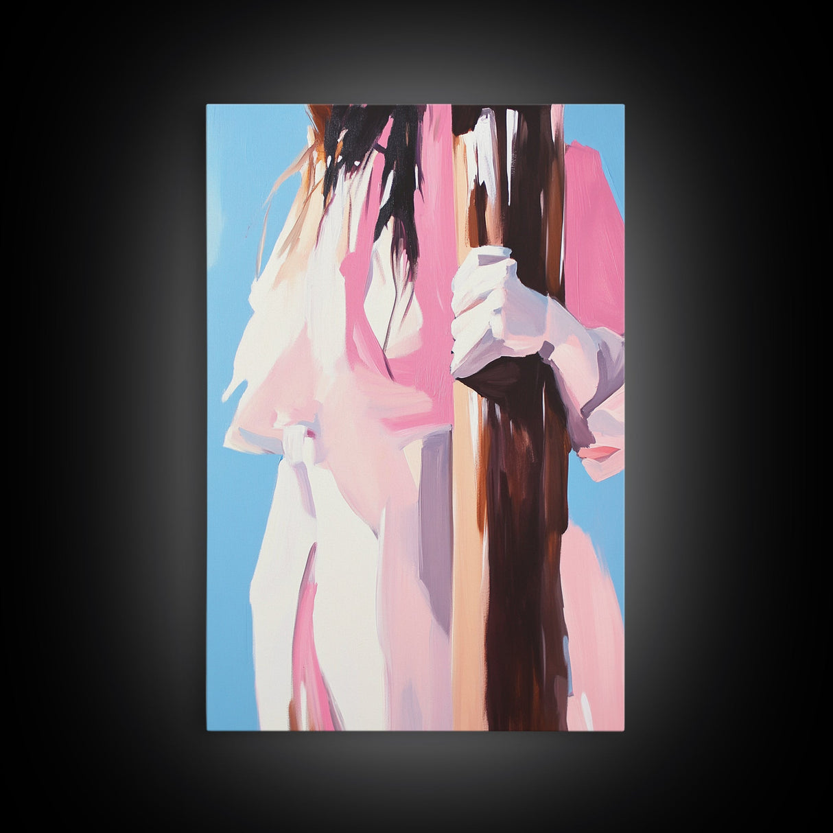 Woman Holding Tree, Abstract Portrait, Canvas Print, Feminine Art, Modern Wall Decor, Minimalist Wall Art, Aesthetic Painting