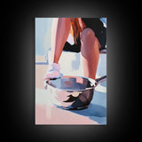 Cooking Scene, Pan Reflection, Modern Artwork, Canvas Print, Kitchen Wall Art, Minimalist Decor, Contemporary Art, Unique Aesthetic