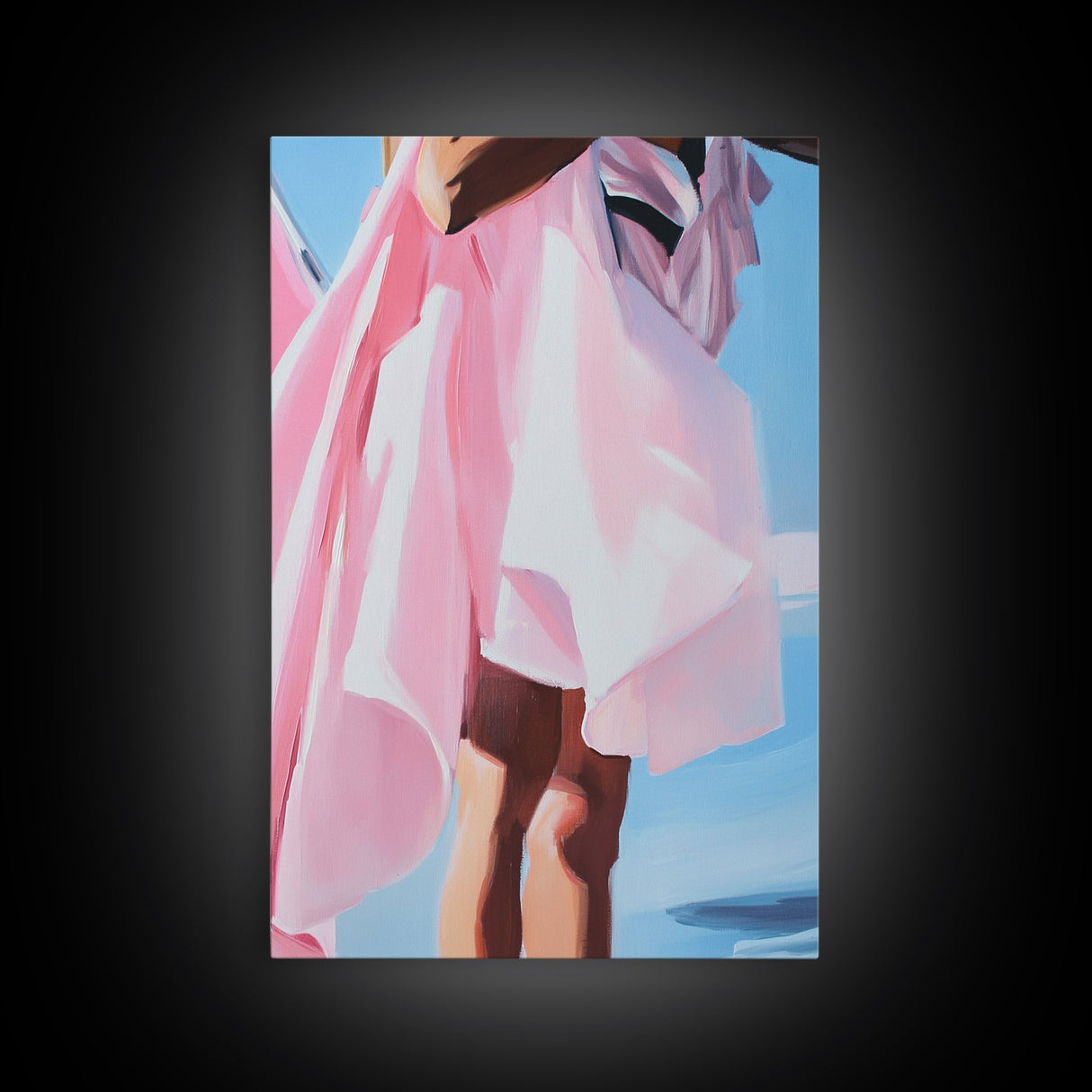 Flowing Dress, Feminine Art, Soft Aesthetic, Elegant Style, Framed Canvas Print, Fashion Illustration, Romantic Home Decor, Bedroom Art