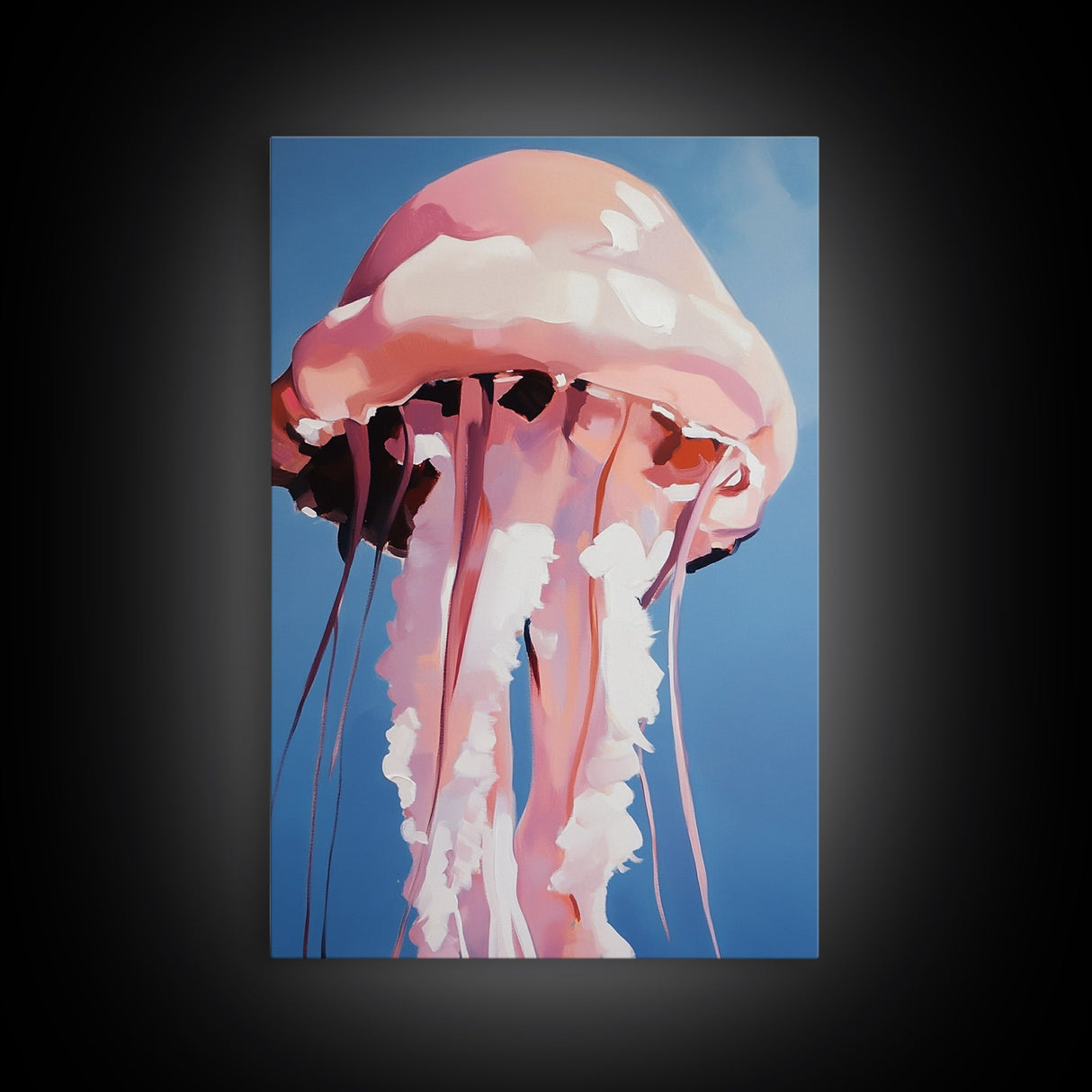 Jellyfish, Ocean Art, Coastal Wall Decor, Nautical Theme, Sea Life Painting, Beach House Art, Minimalist Art, Canvas Print