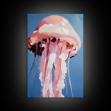 Jellyfish, Ocean Art, Coastal Wall Decor, Nautical Theme, Sea Life Painting, Beach House Art, Minimalist Art, Canvas Print