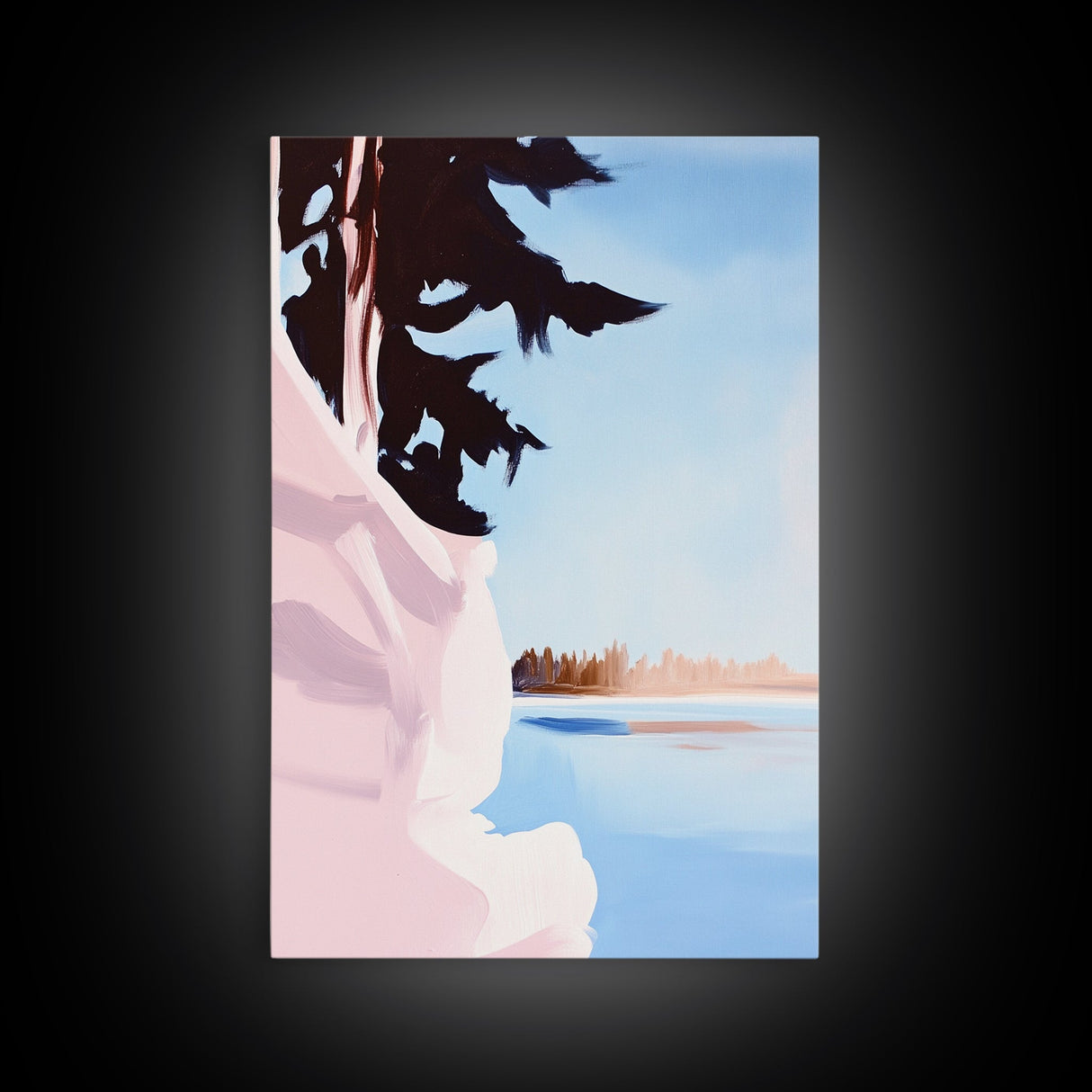 Forest Edge, Serene, Minimalist Landscape, Scandinavian Art, Nature Lover Gift, Tranquil Lake Scene, Pastel Colors, Canvas Print
