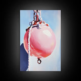 Coastal Buoy, Nautical Wall Art, Beach House Decor, Minimalist Art, Pastel Aesthetic, Ocean Theme, Framed Canvas Print, Modern Art