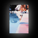 Poolside Reflection, Summer Wall Art, Coastal Aesthetic, Modern Art, Beach House Decor, Relaxation Theme, Canvas Print, Minimalist Style
