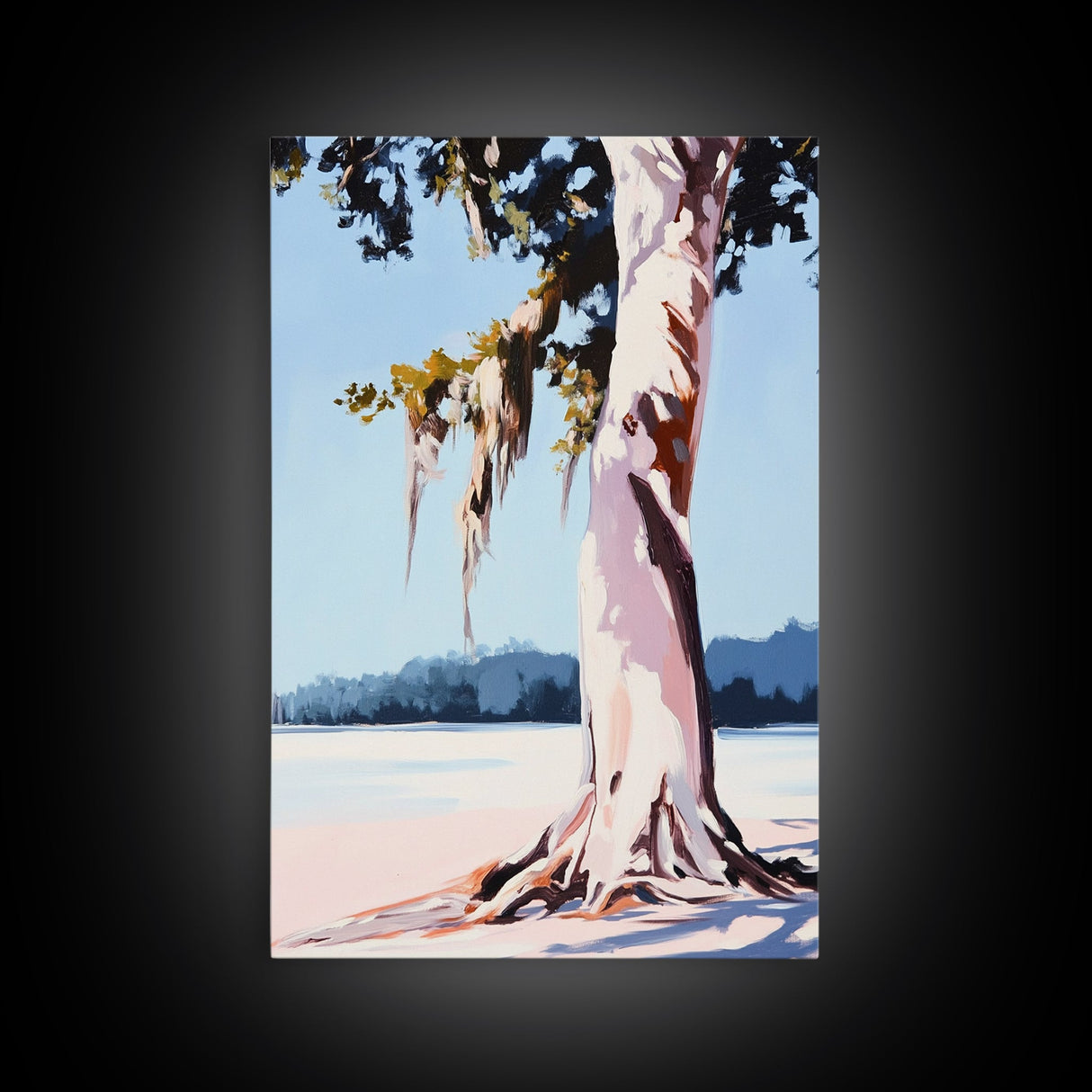 Rustic Tree Painting, Nature Wall Art, Moody Landscape, Framed Canvas Print, Neutral Tones, Boho Art, Living Room Wall Art, Farmhouse Decor