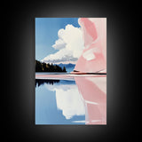 Pink Rock Reflection, Abstract Landscape, Serene Water Art, Framed Canvas Print, Modern Wall Decor, Minimalist Nature, Living Room Art