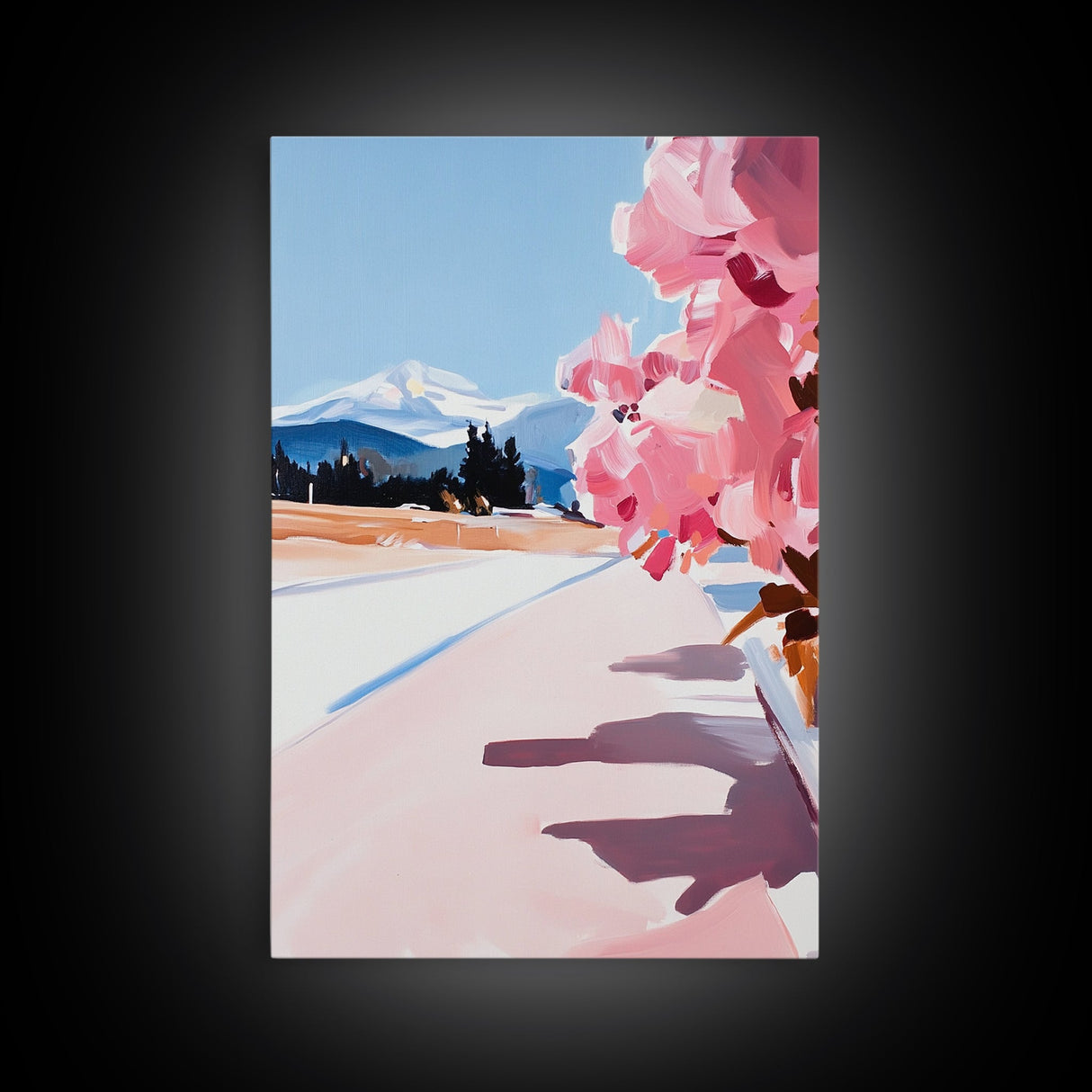 Mountain Reflection Art, Scenic Wall Decor, Abstract Lake View, Framed Canvas Print, Minimalist Nature, Bedroom Wall Art, Modern Aesthetic