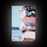 Coastal Cliffs, Ocean Wall Art, Beach House Decor, Abstract Seascape, Modern Coastal, Framed Canvas Print, Nautical Wall Art