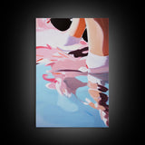 Dreamy Reflections, Surreal Water Art, Blue and Pink Painting, Modern Abstract Decor, Bedroom Wall Art, Framed Canvas Print