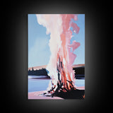 Smoky Bonfire, Abstract Fall Art, Cozy Landscape Painting, Framed Canvas Print, Cabin Wall Art, Autumn Home Decor, Living Room Artwork
