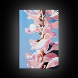 Magnolia Blossom, Pink Flowers, Botanical Wall Art, Minimalist Floral, Framed Canvas Print, Spring Aesthetic, Bedroom Decor, Nature Art