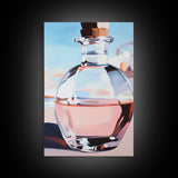 Abstract Bottle, Pink Aesthetic, Modern Kitchen Wall Art, Contemporary Bar Decor, Minimalist Still Life, Framed Canvas Print