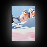 Snowy Mountains, Pink Winter Landscape, Minimalist Christmas Art, Modern Nature Painting, Cozy Lodge Wall Art, Canvas Print