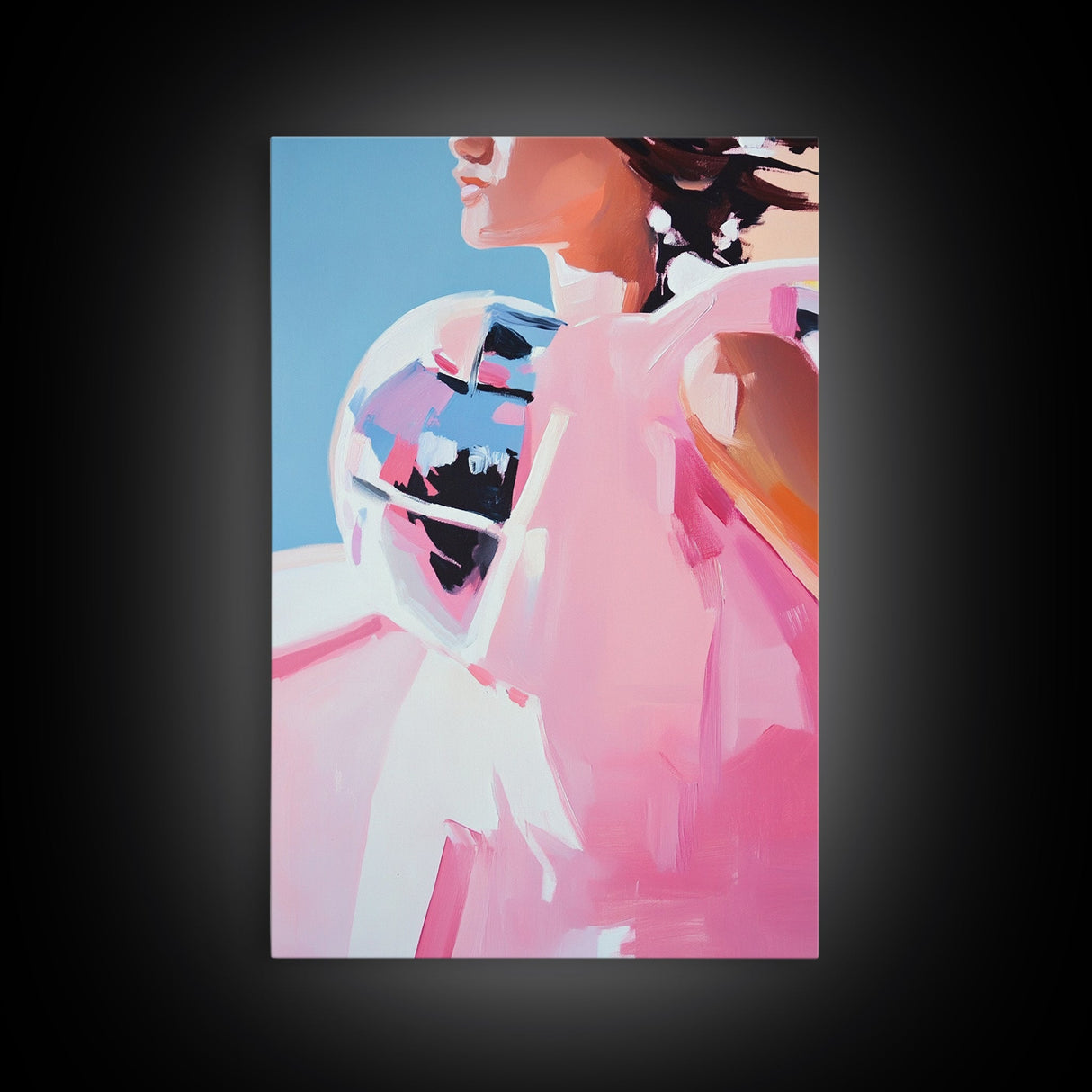 Mirror Ball, Feminine Glam Art, Abstract Reflection, Soft Pastel Aesthetic, Modern Minimalist Decor, Living Room Wall Art, Canvas Print