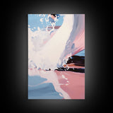 Ocean Wave, Surfer Wall Art, Framed Canvas Print, Abstract Coastal Decor, Modern Beach Painting, Summer Vibes Artwork, Surf Art