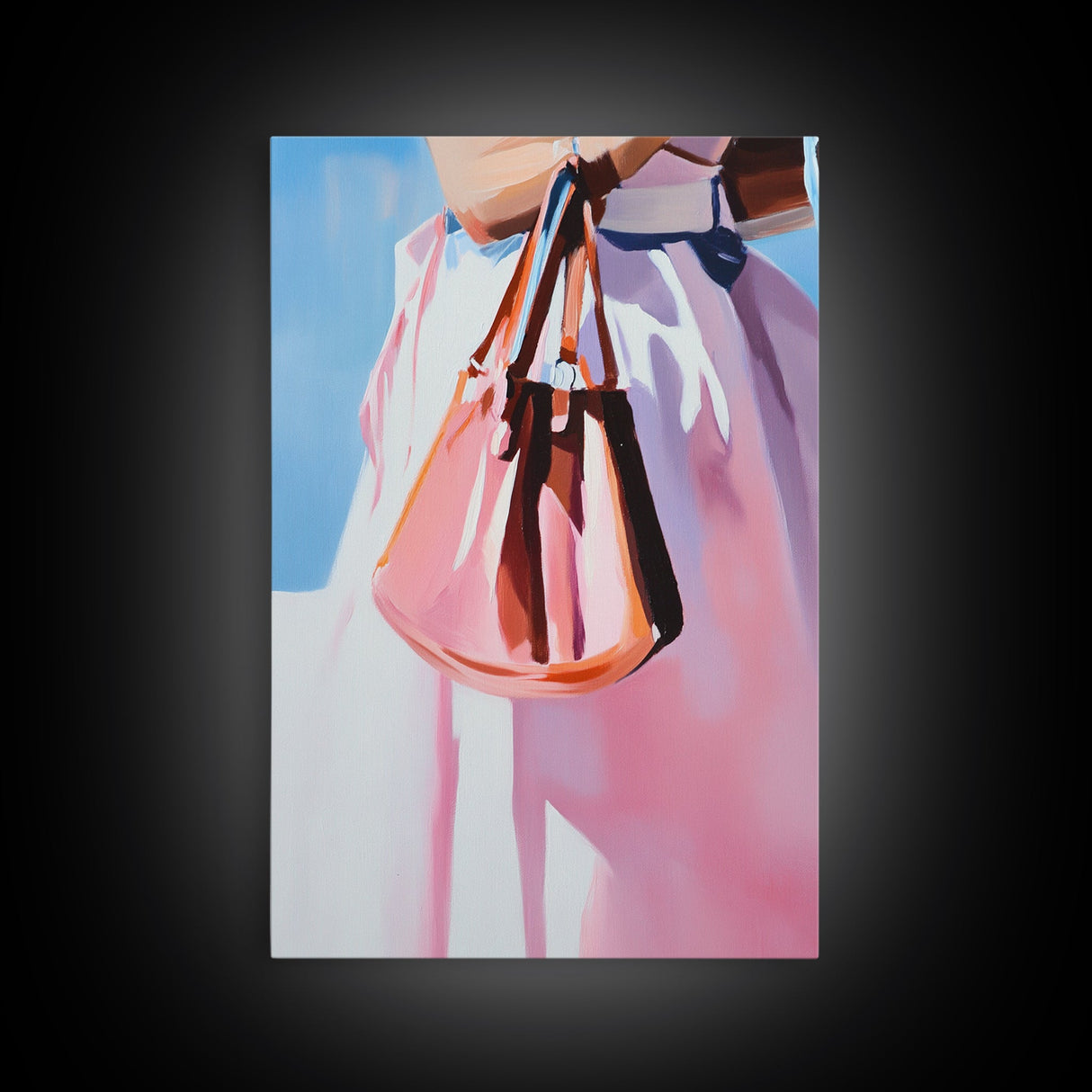 Fashion Purse, Chic Modern Decor, Feminine Aesthetic, Trendy Wall Art, Fashion Illustration, Canvas Print, Framed Canvas Print