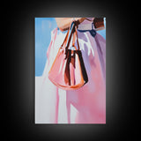 Fashion Purse, Chic Modern Decor, Feminine Aesthetic, Trendy Wall Art, Fashion Illustration, Canvas Print, Framed Canvas Print