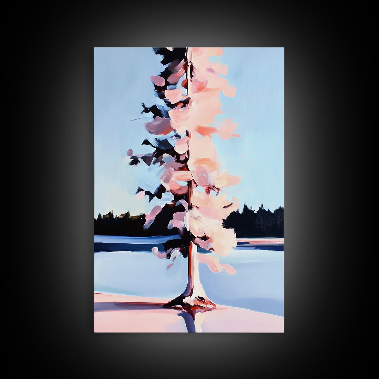 Winter Tree, Snowy Landscape, Serene Nature Scene, Scandinavian Minimalist, Peaceful Wall Art, Canvas Print, Framed Canvas Print