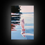 Ocean Reflection, Sunset, Water Art, Framed Canvas Print, Coastal Wall Art, Minimalist Decor, Beach House Art, Modern Seascape