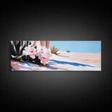 Pink Flowers, Framed Canvas Print, Floral Wall Art, Desert Artwork, Boho Aesthetic, Modern Home Decor, Bedroom Art, Nature Painting