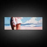 Ocean Breeze, White Dress, Canvas Print, Beach Wall Art, Minimalist Art, Relaxing Home Decor, Blue Sky Painting, Modern Wall Art