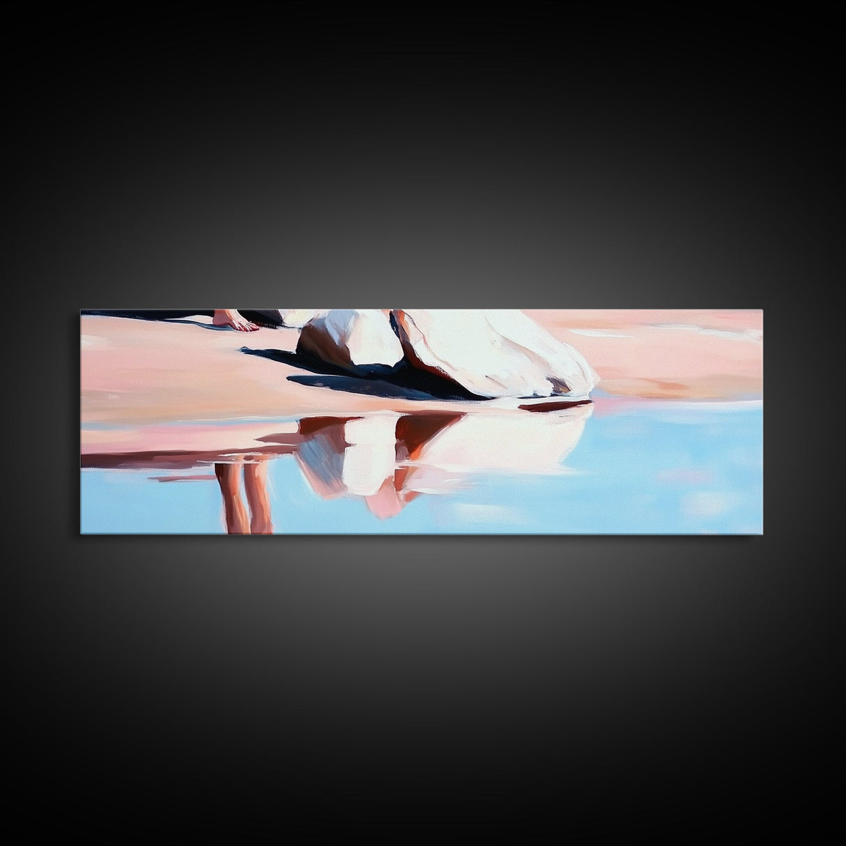 Reflection, Beach Sand, Framed Canvas Print, Coastal Home Decor, Soft Aesthetic, Minimalist Art, Dreamy Seascape, Serene Painting