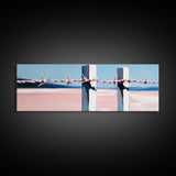 Beach Fence, Coastal Barrier, Ocean Landscape, Framed Canvas Print, Minimalist Seaside Art, Nautical Wall Decor, Summer Home Artwork