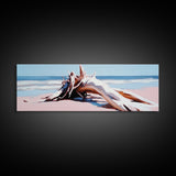 Beach Driftwood, Coastal Art, Seaside Wall Decor, Nature Painting, Canvas Print, Living Room Wall Art, Modern Beach House Art