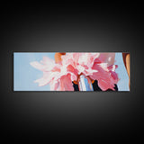 Flower Bicycle, Romantic Aesthetic, Feminine Wall Art, Soft Pastel Painting, Canvas Print, Bedroom Wall Art, French Chic Decor