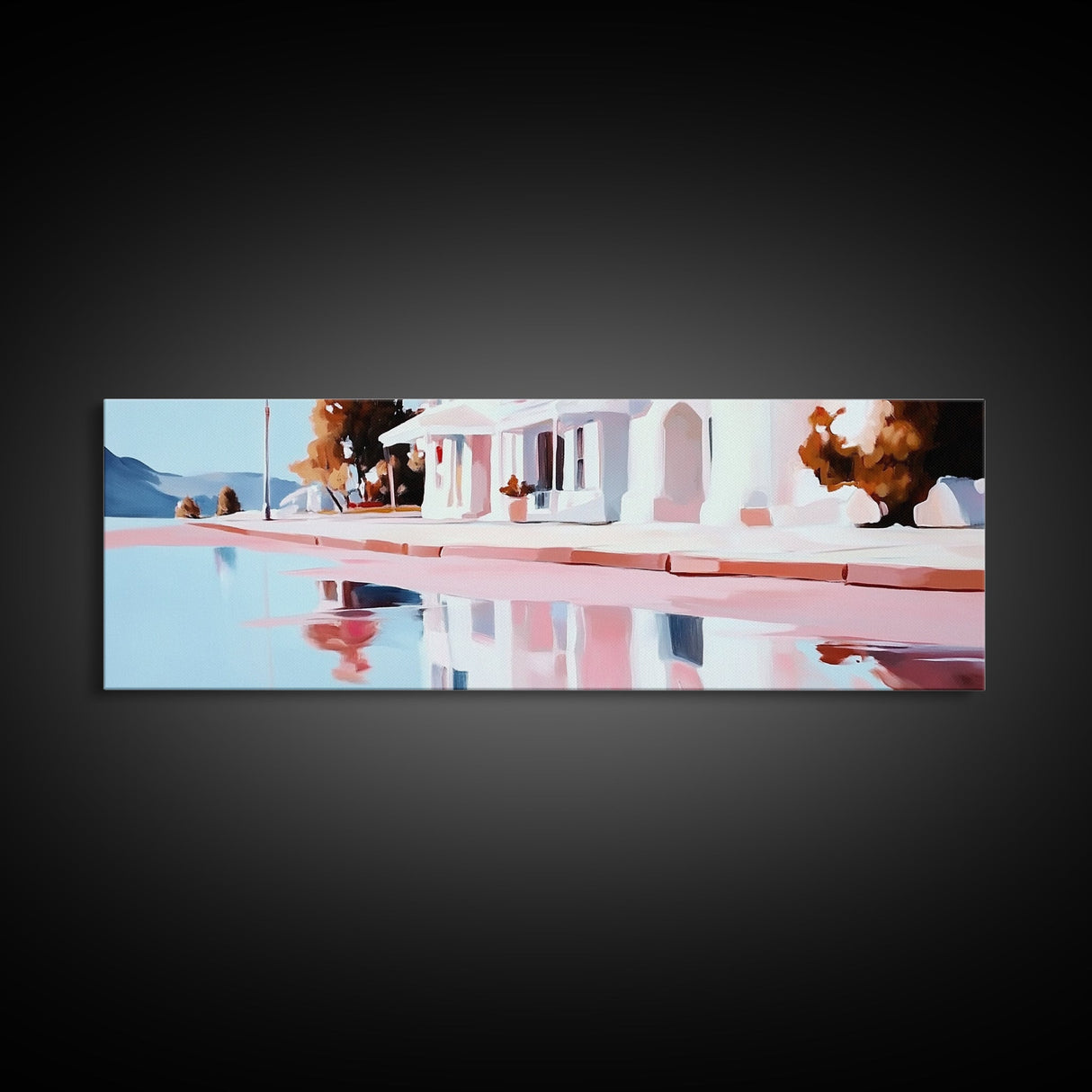 Lakeside House, Reflections, Peaceful Landscape, Canvas Print, Serene Wall Art, Modern Home Decor, Minimalist Artwork, Living Room Accent