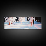 Snowy Forest, Winter Scene, Tranquil Beauty, Framed Canvas Print, Cozy Wall Art, Christmas Home Decor, Minimalist Winter Artwork