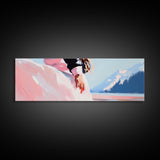 Pink Dress, Mountains, Canvas Print, Romantic Wall Art, Minimalist Painting, Bedroom Decor, Feminine Art, Modern Home Aesthetic