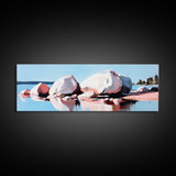 Large Rocks, Water Reflection, Serene Nature, Canvas Print, Minimalist Wall Art, Earthy Home Decor, Neutral Landscape, Modern Aesthetic