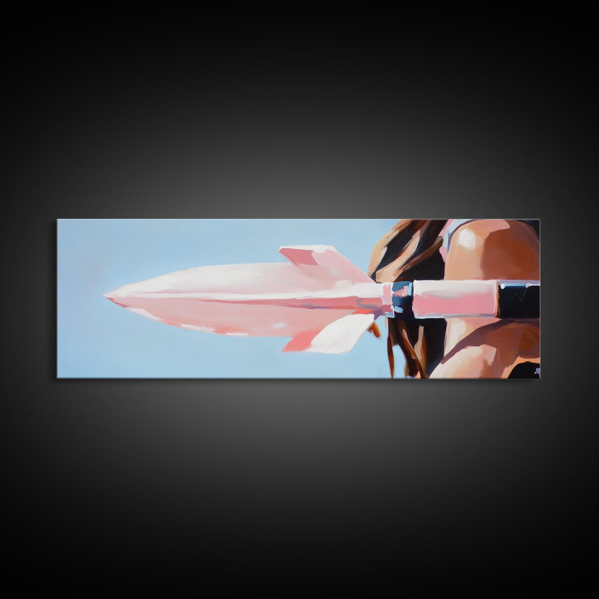 Pink Rocket, Retro Futurism, Pop Art Aesthetic, Mid-Century Modern Wall Art, Playful Home Design, Bold Statement Art, Canvas Print