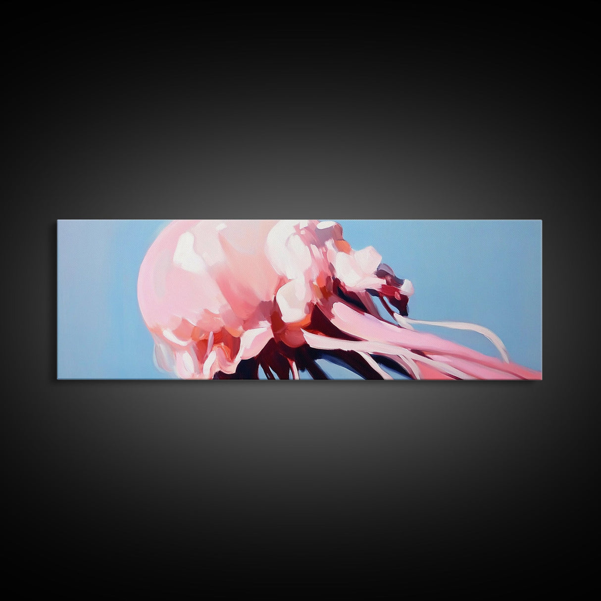 Pink Jellyfish, Ocean Life Art, Coastal Wall Decor, Underwater Aesthetic, Dreamy Sea Creatures, Modern Beach Home, Framed Canvas Print