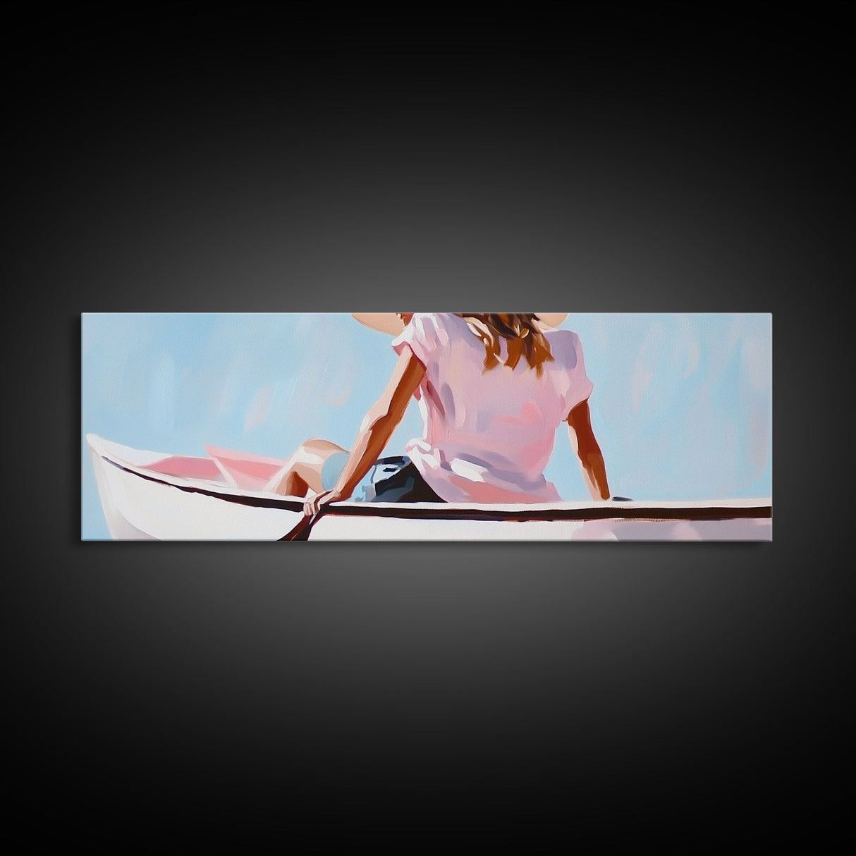Relaxing Kayak, Pastel Colors, Coastal Wall Decor, Living Room Art, Boho Beach Vibes, Modern Seascape, Canvas Print, Serene Waterscape