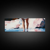 Beach Reflection, Coastal Art, Bedroom Wall Art, Framed Canvas Print, Soft Pastel Tones, Modern Painting, Boho Beach Aesthetic
