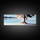 Serene Lake, Tree Reflection, Minimalist Landscape, Canvas Print, Nature Inspired Wall Art, Tranquil Home Decor, Soft Pastel Tones