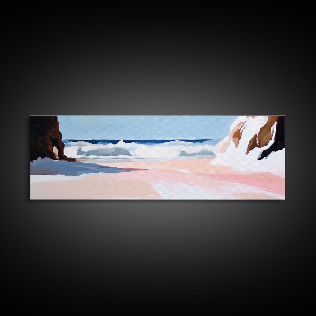 Ocean Waves, Coastal Escape, Tranquil Beach Scene, Framed Canvas Print, Serene Wall Art, Nautical Living Room Decor, Modern Seascape
