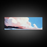 Sunset Clouds, Pastel Sky, Dreamy Ocean, Canvas Print, Modern Seascape, Relaxing Coastal Wall Art, Minimalist Beach House Decor
