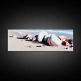 Beach Rocks, Ocean, Shore, Canvas Print, Coastal Art, Relaxing Summer Decor, Minimalist Artwork, Bedroom or Bathroom Wall Art