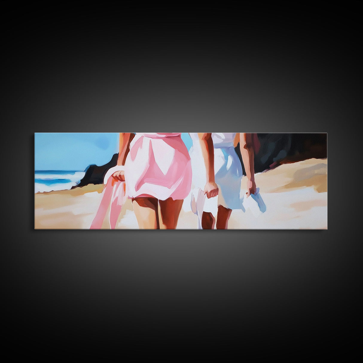 Women, Beach, Friendship, Canvas Print, Feminine Wall Art, Coastal Aesthetic, Summer Decor, Minimalist Art, Bedroom or Living Room Decor