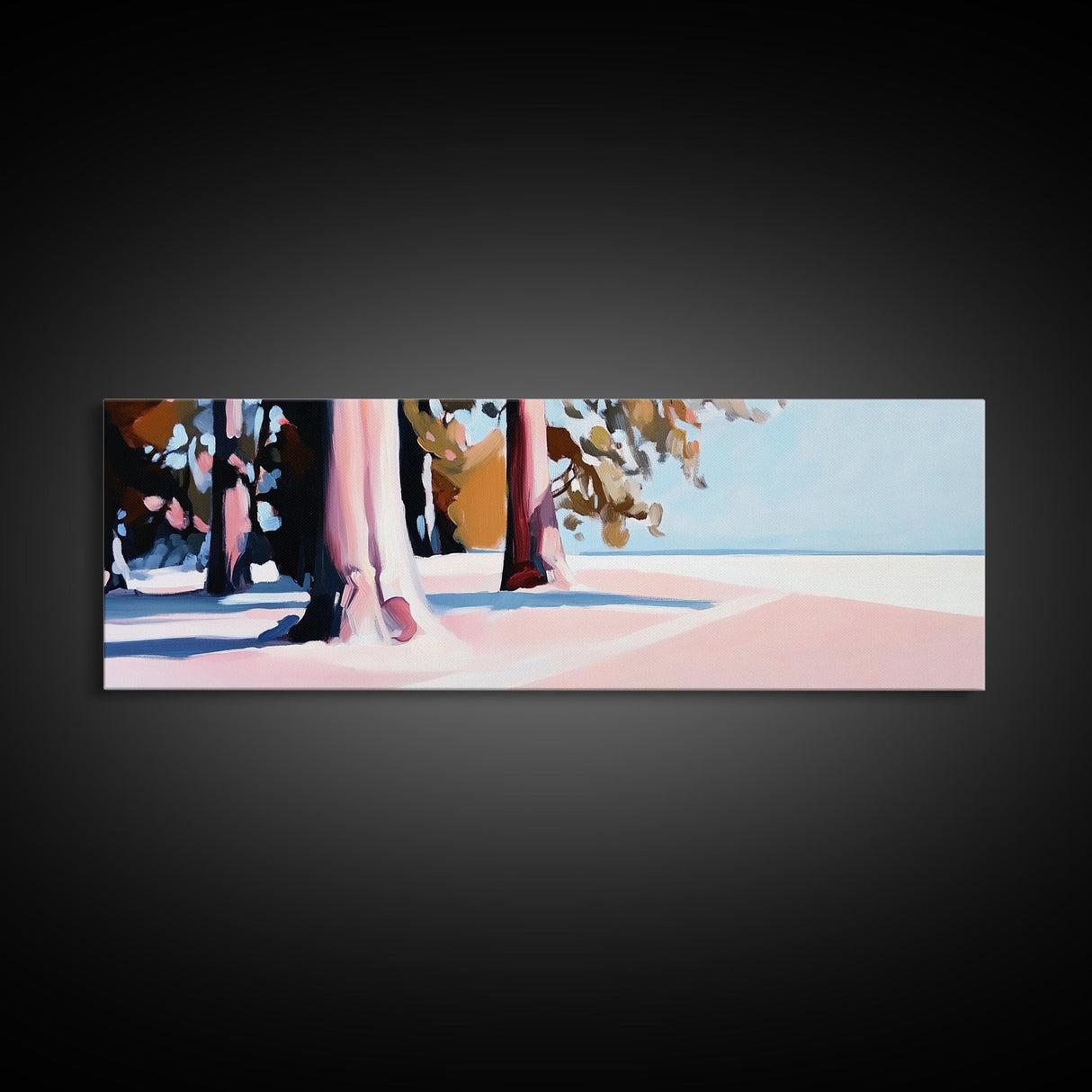 Trees, Sand, Nature, Canvas Print, Coastal Wall Art, Minimalist Landscape, Beach House Decor, Tranquil Artwork, Living Room or Hallway Art