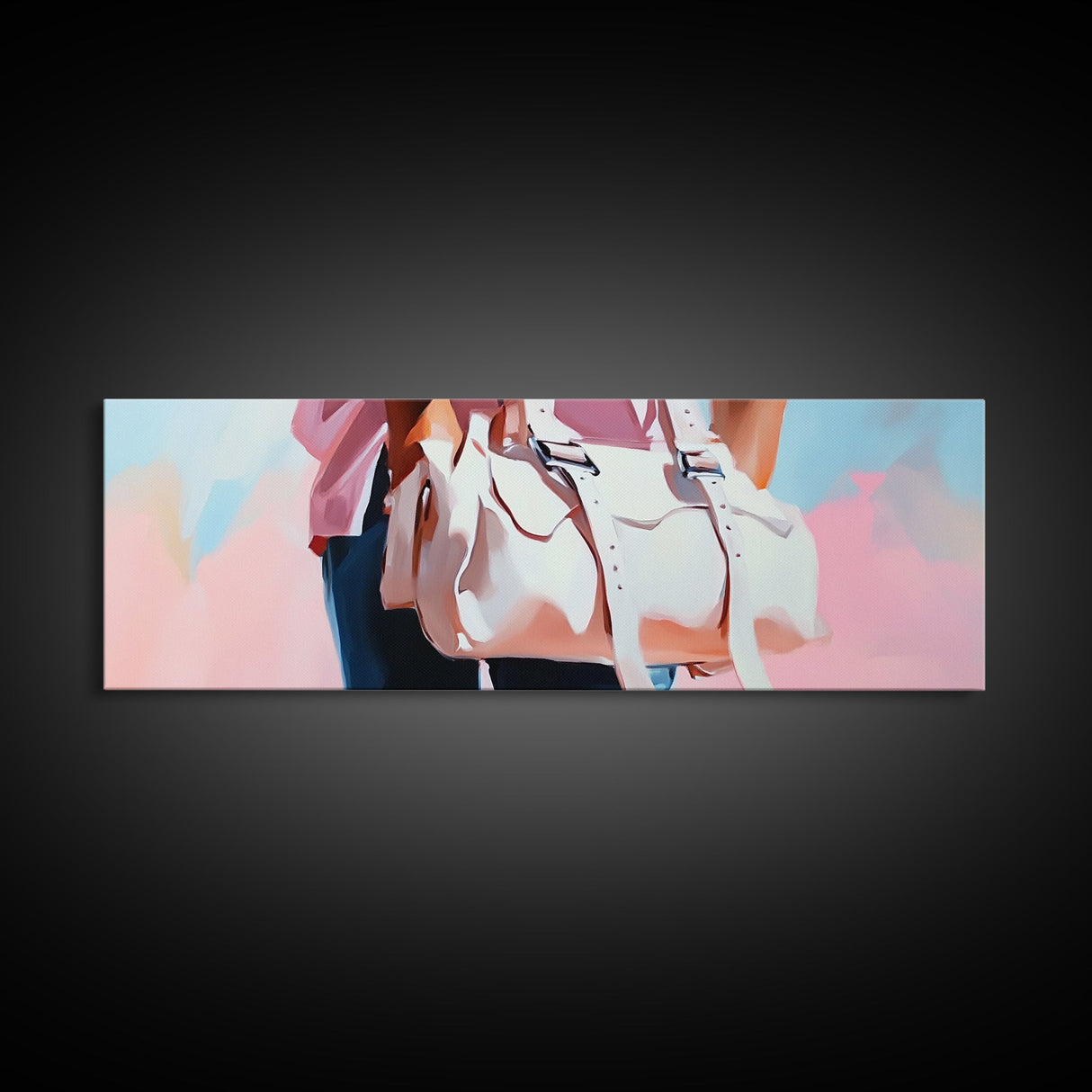Pink Handbag, Fashion Wall Art, Feminine Aesthetic, Chic Decor, Framed Canvas Print, Modern Bedroom Art, Minimalist Artwork