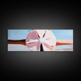 Sand Dollar Art, Coastal Wall Decor, Beach House Art, Nautical Print, Minimalist Ocean Painting, Pastel Seascape, Framed Canvas Print