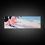 Tropical Beach, Palm Shadow, Minimalist Art, Coastal Wall Art, Summer Aesthetic, Framed Canvas Print, Living Room Art, Boho Beach Decor