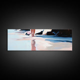 Reflection, Beach Walk, Minimalist Art, Framed Canvas Print, Coastal Decor, Ocean Wall Art, Boho Art, Bedroom Wall Art, Relaxing Aesthetic